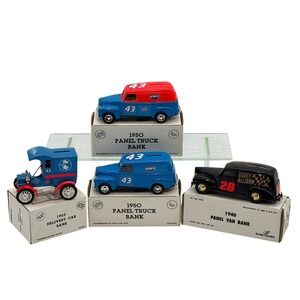 Lot of 4 1:25 ERTL Richard Petty Davey Allison NASCAR Diecast Metal Coin Banks